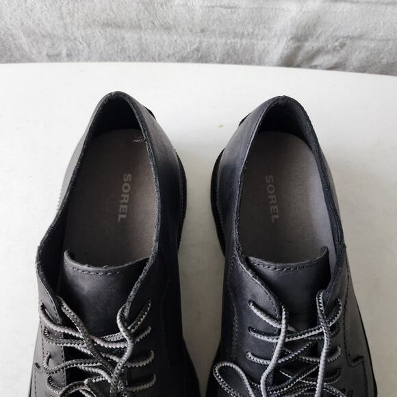 Sorel Waterproof Shoes Mens Size 9.5 Black Leather Wingtip Oxford Madson - Picture 7 of 12